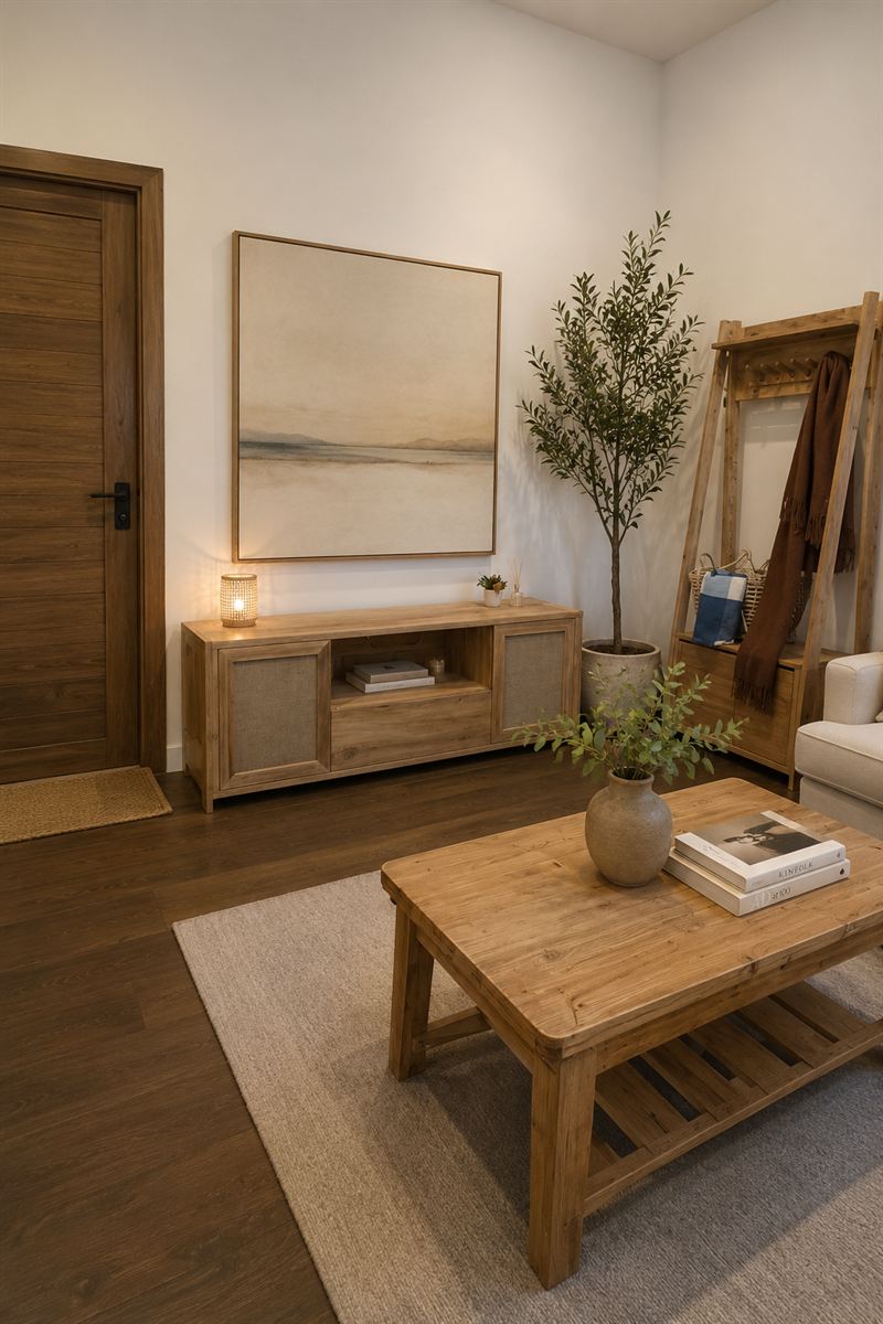 Mueble de madera de álamo hecho a medida por Jasihome Deco